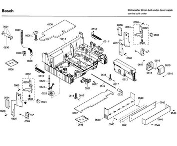 Base Diagram and Parts List for SHE99C05UC 36 Bosch Dishwasher