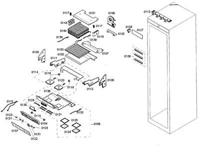 Freezer Assy Diagram and Parts List for T24IR70NSP 20 Thermador Refrigerator