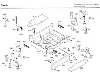 Base Diagram and Parts List for SHX46A05UC 23 Bosch Dishwasher