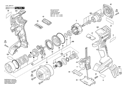 Section 1 Diagram and Parts List for 3601JM5010  Bosch Wrench