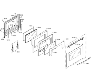Door Assy Diagram and Parts List for HES7282U 07 Bosch Range