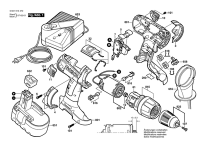 Page A Diagram and Parts List for 13614 0601913470 Bosch Hammer Drill