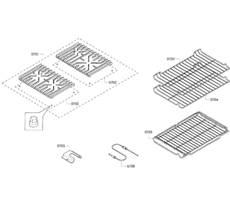 Grates/shelfs Diagram and Parts List for HGS7282UC 08 Bosch Range