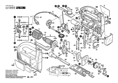Section 1 Diagram and Parts List for GW4100 0603303735 Bosch Jig Saw