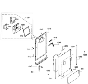 Door Diagram and Parts List for SPV5ES53UC 28 Bosch Dishwasher