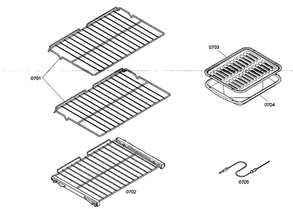 Racks Diagram and Parts List for MEW301ES01  Thermador Wall Oven
