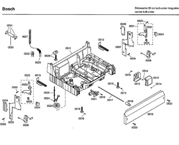 Base Diagram and Parts List for SHX33A02UC 38 Bosch Dishwasher