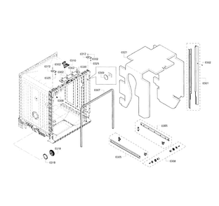Frame & Cavity Diagram and Parts List for SHE3AR55UC 11 Bosch Dishwasher