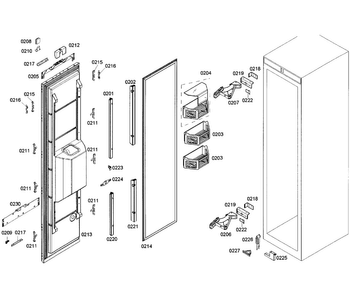 Door Assy Diagram and Parts List for T18ID80NLP 15 Thermador Freezer