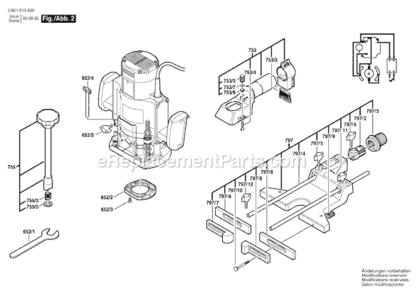 Page B Diagram and Parts List for 1615EVS 0601615639 Bosch Router