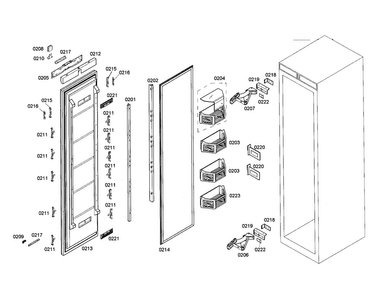 Refrigerator Door Diagram and Parts List for T24IR70FSS-01  Thermador Refrigerator