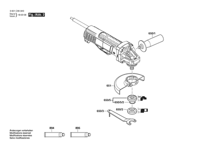 Section 2 Diagram and Parts List for GWS9-115P 3601C965P2 Bosch Angle Grinder