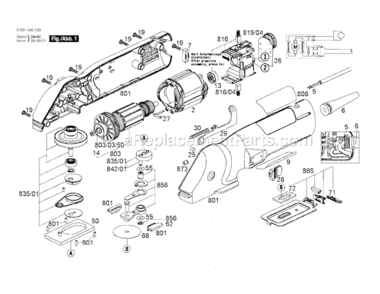 Page A Diagram and Parts List for 1640VSK 0601640739 Bosch Chop Saw