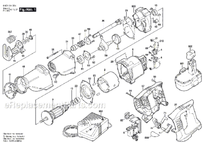 Page A Diagram and Parts List for 1646K 0601644364 Bosch Reciprocating Saw