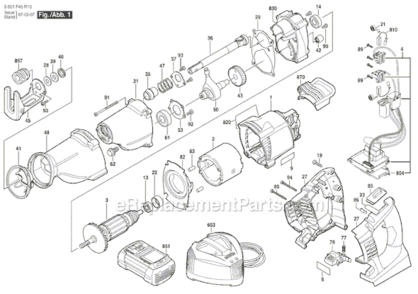 Page A Diagram and Parts List for 1651K 3601F45R10 Bosch Circular Saw