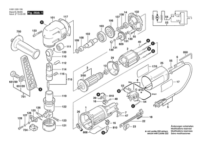 Section 1 Diagram and Parts List for 0601533139  Bosch Nibbler & Shears