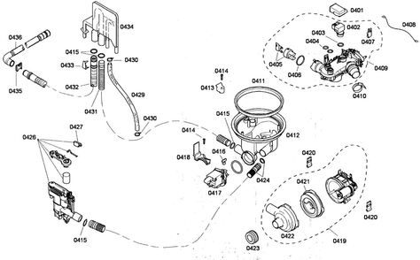 Pump Assy Diagram and Parts List for SHE68P05UC 53 Bosch Dishwasher