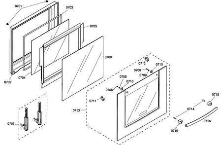 Lower Door Diagram and Parts List for HBN3520UC 03 Bosch Wall Oven