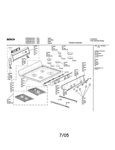 Maintop Assembly Diagram and Parts List for HGS246UC 01 Bosch Range