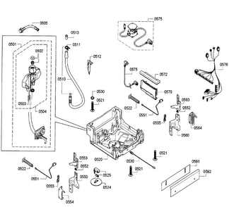 Base Diagram and Parts List for SPE53U55UC 33 Bosch Dishwasher