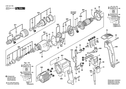 Section 1 Diagram and Parts List for GSR6-25TE 0601421706 Bosch Screwdriver