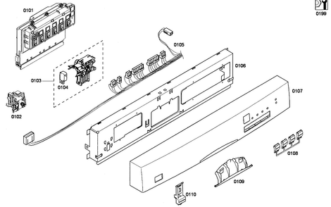 Control Panel Diagram and Parts List for SHE43F02UC 56 Bosch Dishwasher
