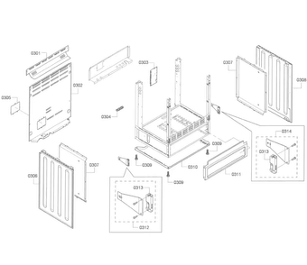 Cabinet Assy Diagram and Parts List for HES7282U 01 Bosch Range
