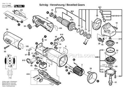 Page A Diagram and Parts List for 1711AD 0601711139 Bosch Angle Grinder