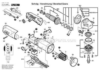 Page A Diagram and Parts List for 1711D 0601711439 Bosch Angle Grinder