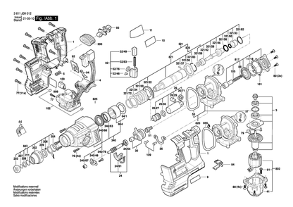 Diagram 1 Diagram and Parts List for GBH18V-26 3 611 J09 012 Bosch Hammer Drill