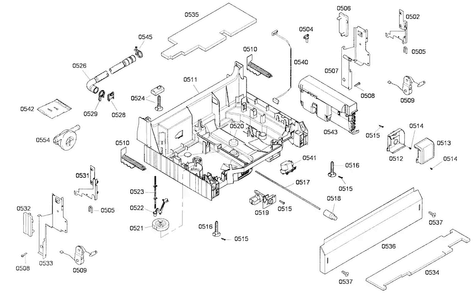 Base Assy Diagram and Parts List for SHX65P05UC 53 Bosch Dishwasher