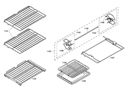 Oven Rack Diagram and Parts List for POM301 02 Thermador Microwave