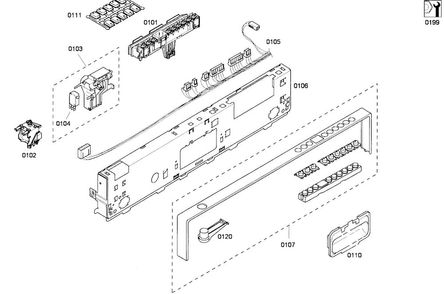 Control Panel Diagram and Parts List for DWHD630GPR 53 Thermador Dishwasher