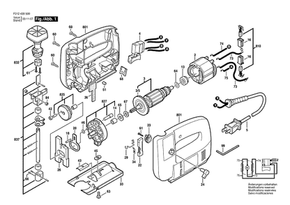 Bosch 4395type1 (F012439500) Diagram and Parts List for 4395 (TYPE1)(F012439500) Bosch Jig Saw