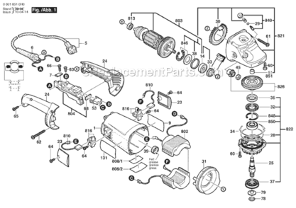 Page A Diagram and Parts List for 1772-6 06018510H0 Bosch Angle Grinder
