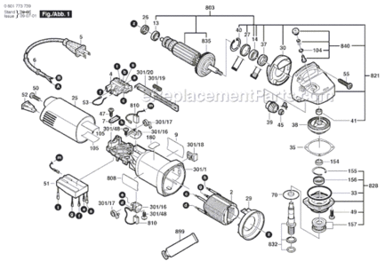 Page A Diagram and Parts List for 1773AK 0601773739 Bosch Angle Grinder