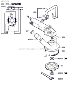 Page B Diagram and Parts List for 1773AK 0601773739 Bosch Angle Grinder