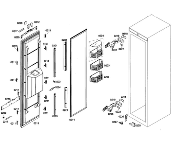 Door Assy Diagram and Parts List for T24ID80NLP 36 Thermador Freezer