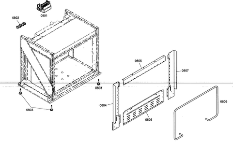 Oven Cabinet Parts Diagram and Parts List for PRG364ELH01  Thermador Range