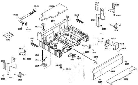 Base Assy Diagram and Parts List for SHV43P13UC 53 Bosch Dishwasher