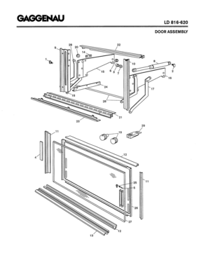 01 - DOOR ASSEMBLY Diagram and Parts List for LD816-620  Bosch 