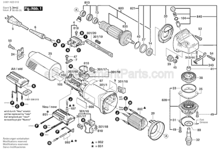 Page A Diagram and Parts List for 1803EVS 3601H23010 Bosch Angle Grinder