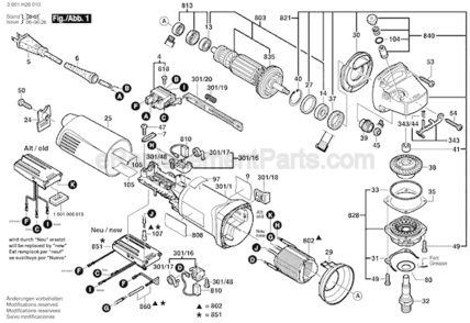 Page A Diagram and Parts List for 1806E 3601H26010 Bosch Angle Grinder