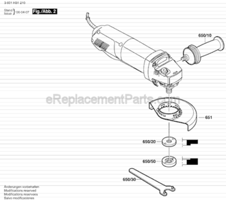 Page B Diagram and Parts List for 1810PS 3601H31A10 Bosch Angle Grinder