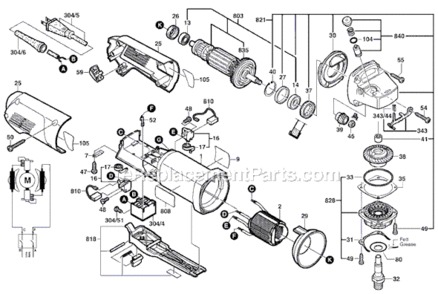 Page A Diagram and Parts List for 1812PSD 3601H33210 Bosch Angle Grinder