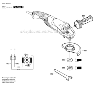 Page B Diagram and Parts List for 1821 3601H30010 Bosch Angle Grinder