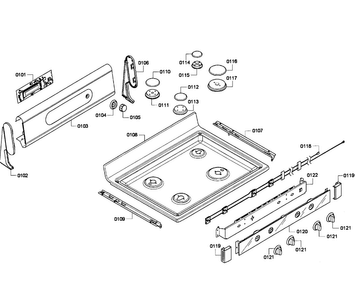 Top Assy Diagram and Parts List for HGS7052UC 04 Bosch Range