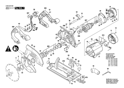 Diagram Diagram and Parts List for PKS66AF 3 603 E02 001 Bosch Circular Saw