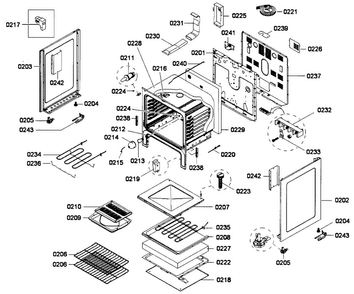 Cabinet Asy Diagram and Parts List for HES3023U 01 Bosch Range