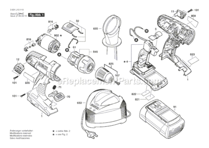 Page A Diagram and Parts List for 18636-03 3601J13110 Bosch Hammer Drill